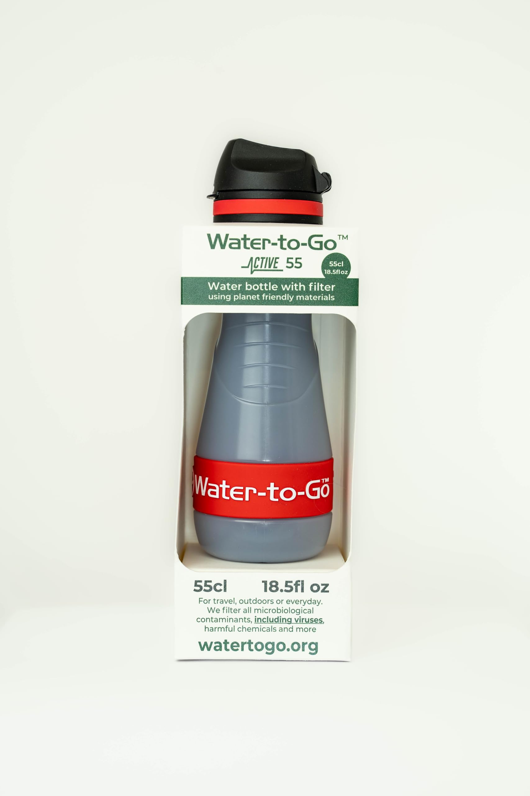 WATER-TO-GO - Gourde - 0,55 l - Avec filtre - Pour boire de l'eau directement à partir d'une rivière, d'un lac ou d'une conduite - Ultra légère et sans BPA - Puissance de filtration de 200 l - Idéale