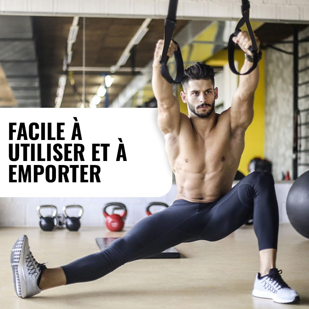 Trx Musculation, Sangles Multifonctions Réglables pour Entraînement en Suspension à Domicile, Trx pour Calisthenics, Fitness, Crossfit, adapté pour Flexion et Suspension d'Entraînement