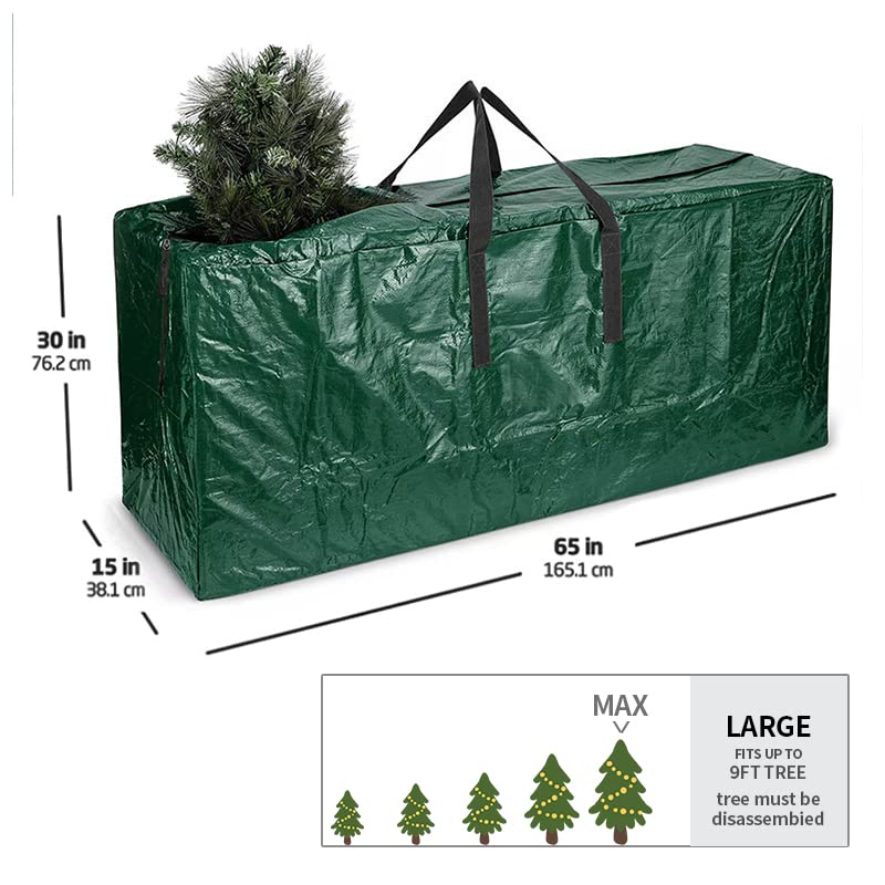 Ram® Green Jumbo Heavy Duty Christmas Tree Storage Bag Fits 9FT Tall Xmas Trees PVC Reinforced Waterproof Xmas Tree Bag Storage Bag - Image 3