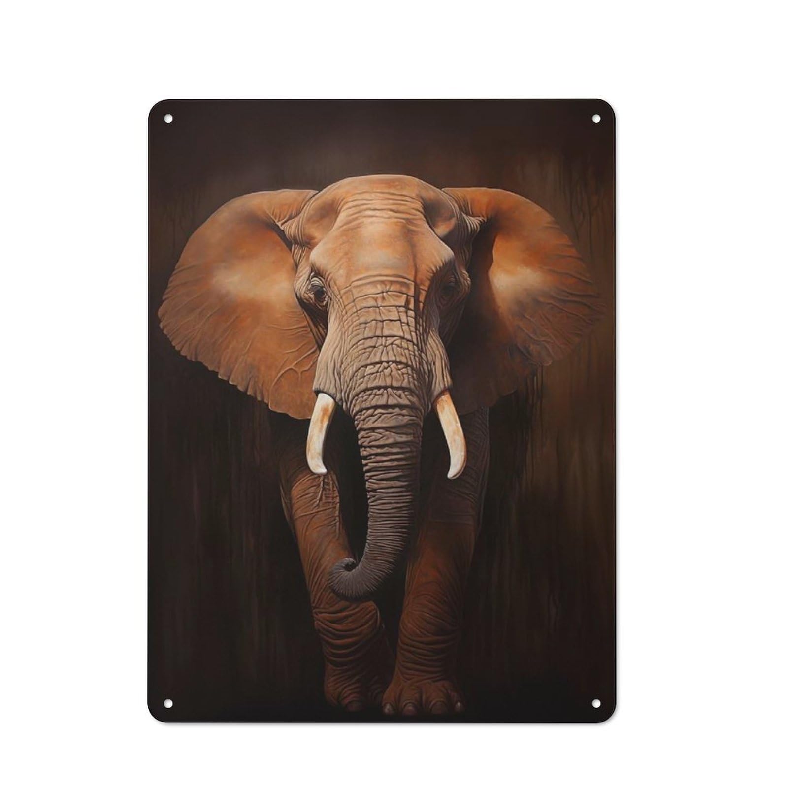 Tin Wall Plaque 40x30cm with African Elephant for Workshop Wall, Suited to Makers And DIY Enthusiasts