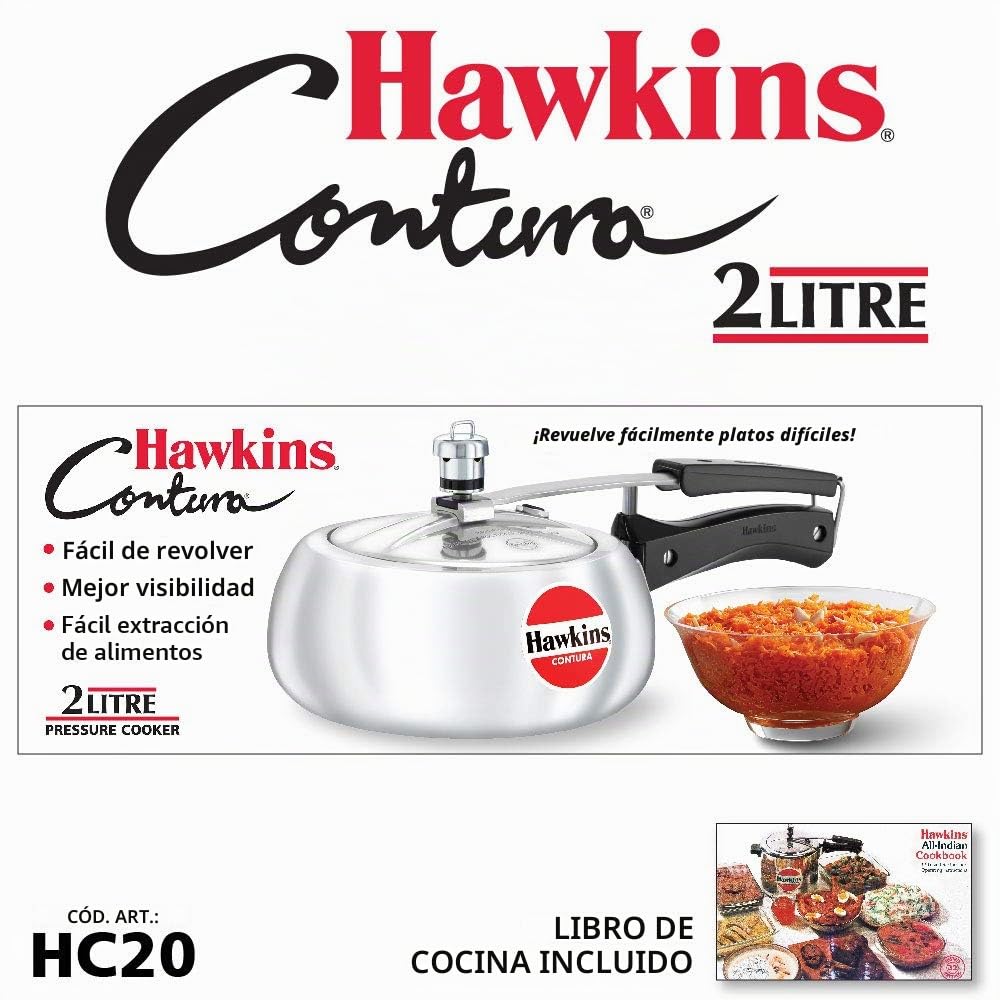 Hawkins Contura - Olla a presión de 2 litros, olla Handi, color plateado (HC20)
