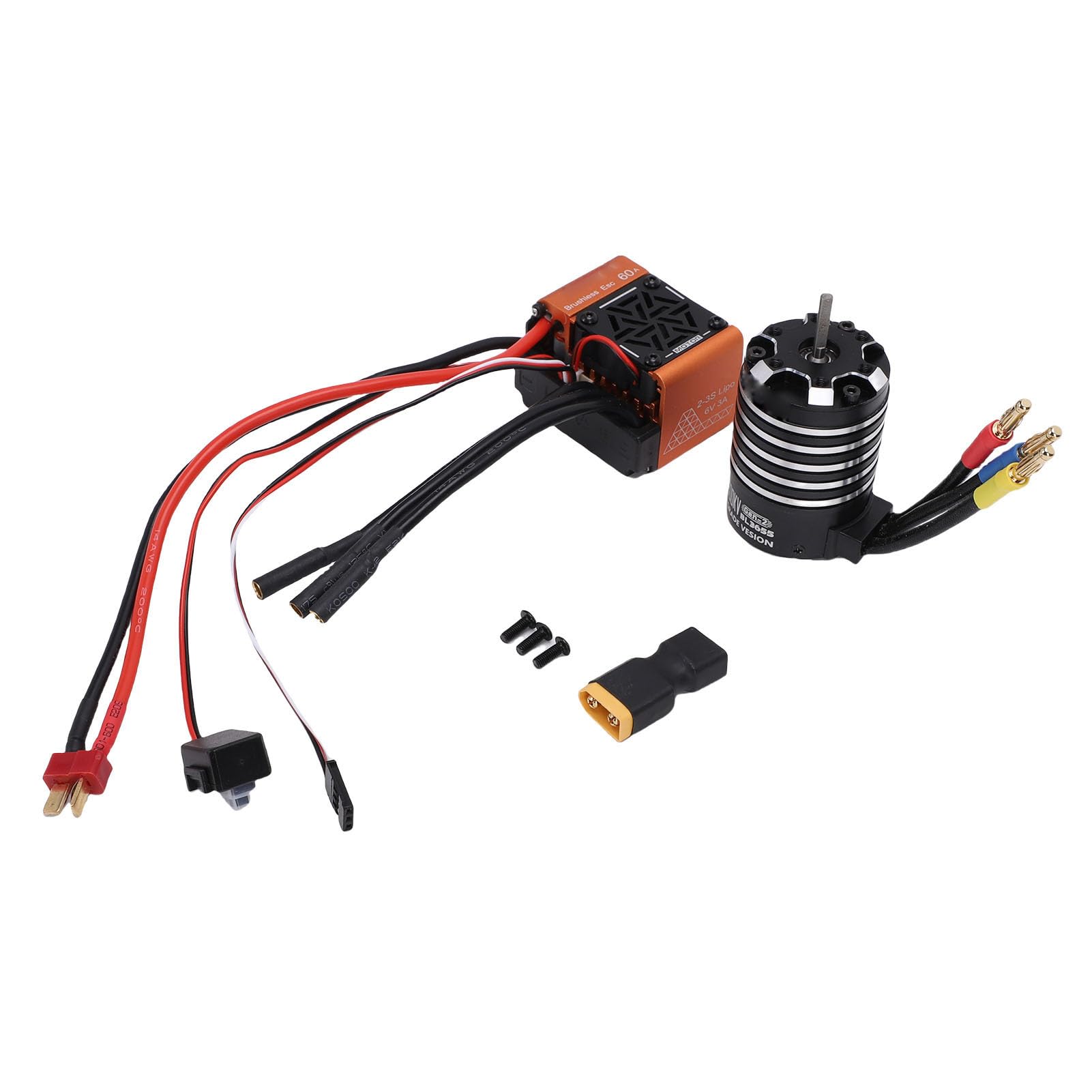 Cocoarm Bezszczotkowy Silnik ESC Combo 4300KV, Bezszczotkowy Silnik RC ze Stopu Aluminium z Wałem 60A ESC 3,175 Mm, 4-biegunowy, 12-szczelinowy Wysoki Skręt dla Samochodu Ciężarowego 1/10 1/12 RC