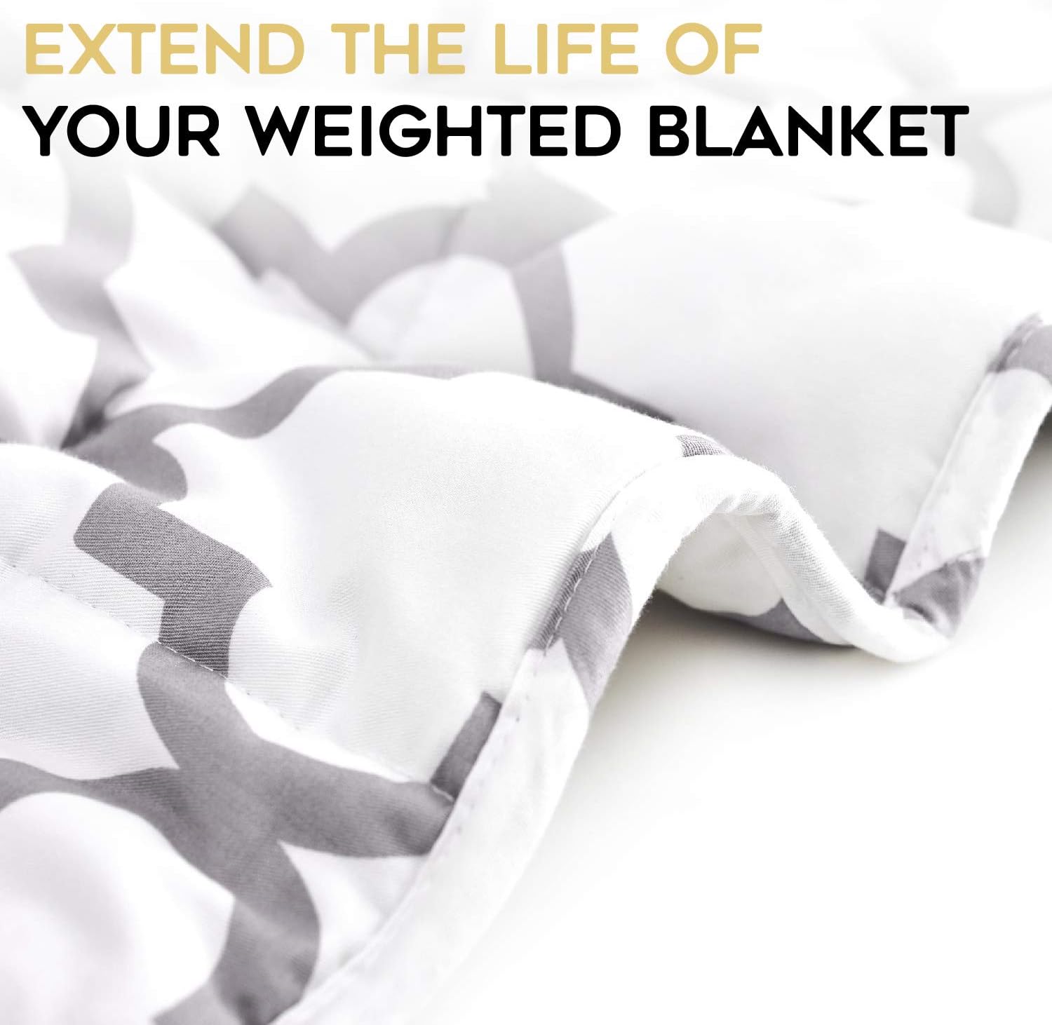 YnM Cotton Duvet Cover for Weighted Blankets (Lattice Scroll, 48''x72'') 48''x72'' Duvet Cover Cotton Removable Cover Lattice Scroll