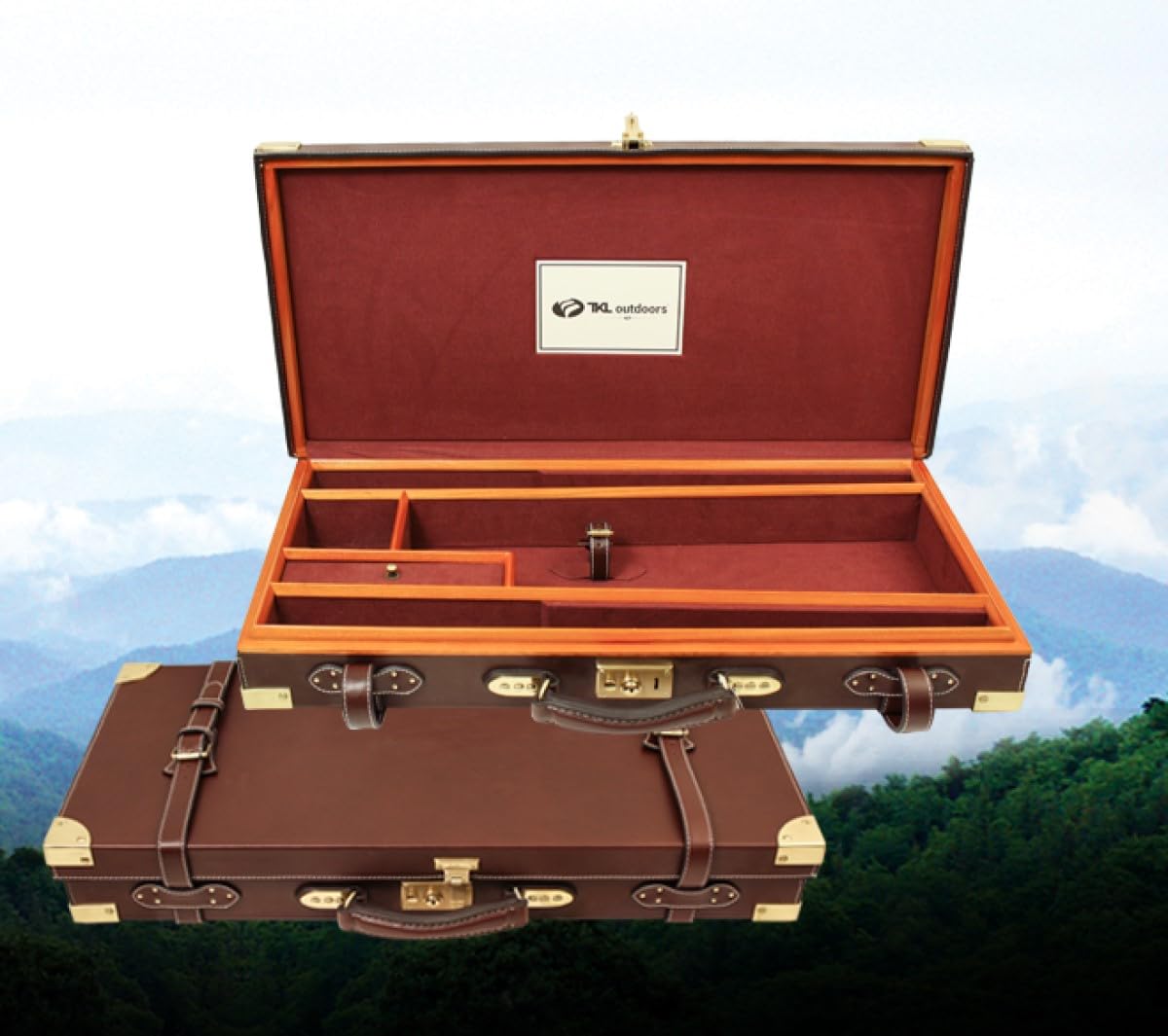 TKL Outdoors Brown Leather Side by Side Shotgun Case A9068