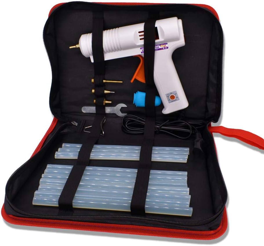 Full Size Glue Gun Kit, 150W High Power with 3 Copper Nozzles Temperature Adjustable Repair Craft Tool Professional Melting Hot Glue Gun DIY Thermo Tool Include 10Pcs Glue Sticks & 3Pcs Finger Tips