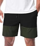 Suwangi Men’s Casual Workout 7” Shorts Two-Tone Quick-Dry Drawstring Summer Shorts with 3 Zipper Pockets