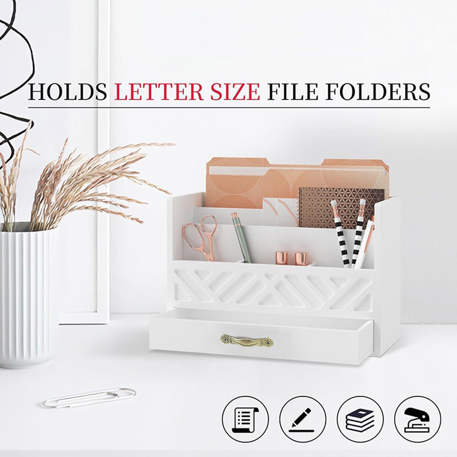 Robuste Schreibtisch Organizer aus Holz mit Schublade, tragbar für die ordentliche Anordnung von Akten, Briefen und Wohnaccessoires Schreibtisch Organizer aus Holz