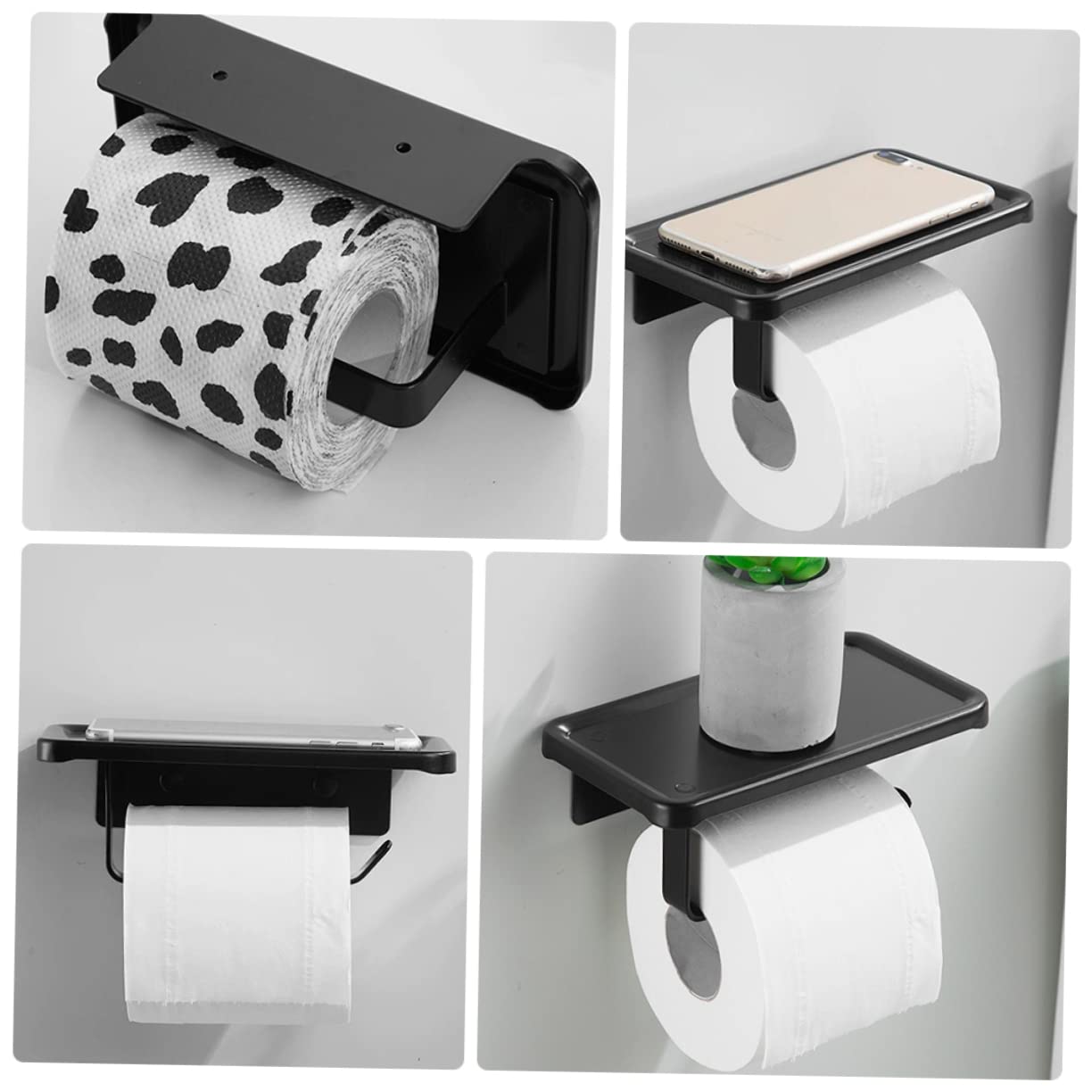 POPETPOP 2 Piezas Portarrollos Sin Perforaciones Soporte De Papel Higiénico Soportes De Papel Higiénico Bandeja De Almacenamiento Sujetador De Papel Suministros De Baño Titular Negro