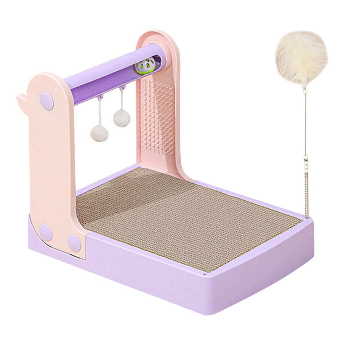 PetPhindU Cardboard Cat Scratch Cat Kratzplatte Katzenkratzer für Innenkatzen mit Pflegeplatten -soundball -katzenspielzeug Kratzplatten für Katzen Necken Stick und Klingende Glockenkugel