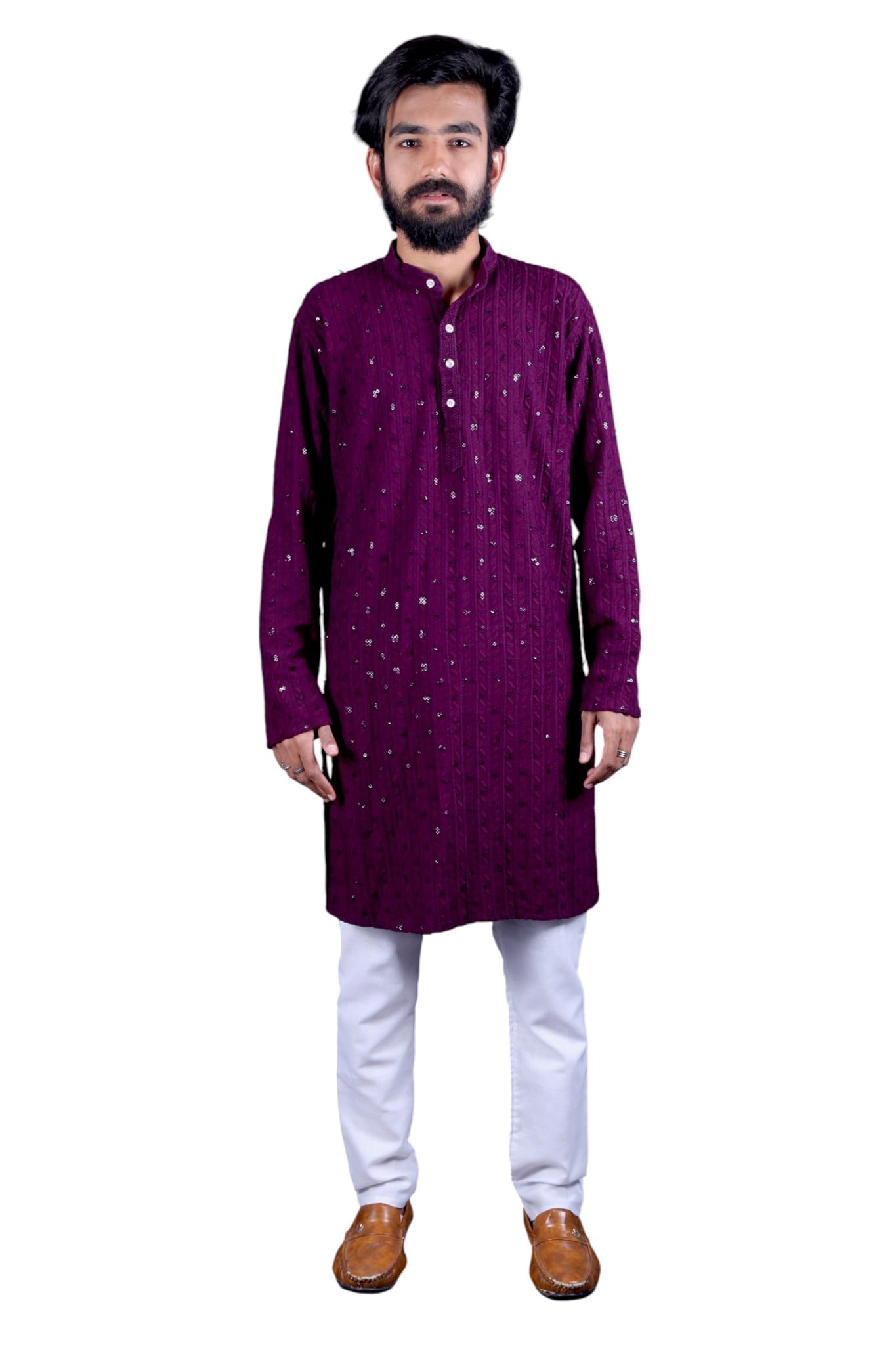 Mens Dark Purple Traditional Kurta