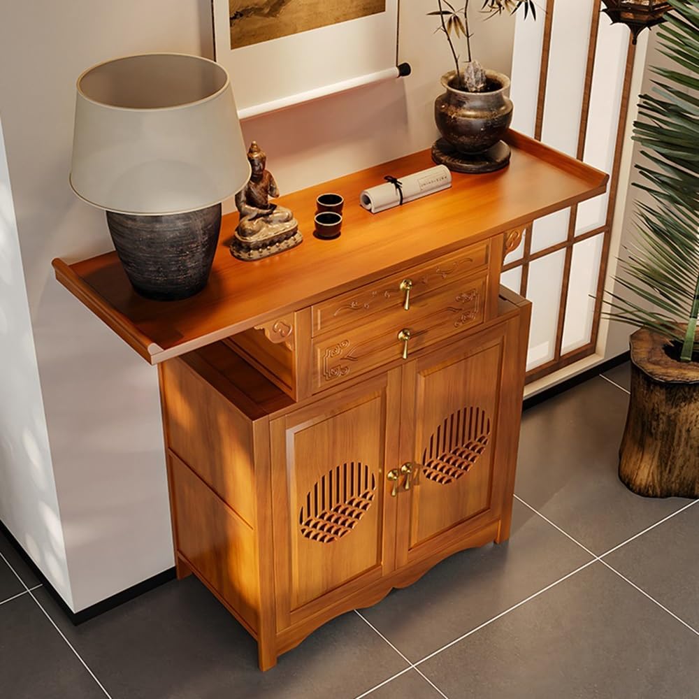 Tavolino da meditazione Mobile da altare con consolle in legno cassetti per la preghiera(Grande)