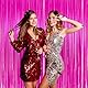 2 Stück Fuchsia Glitzer Lametta Vorhang Pink Lila 1m x 2m Fransen Lametta Vorhänge Party Luftschlangen Glänzende Hintergrund Vorhänge für Geburtstag Party Abschlussball Foto Requisiten
