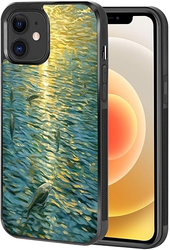 Case for iPhone 12 Mini Dolphin-aa253 Pattern Shockproof Slim TPU Rubber Material Black Frame Cellphone Mobile Case FHW disponible en Yaxa Peru