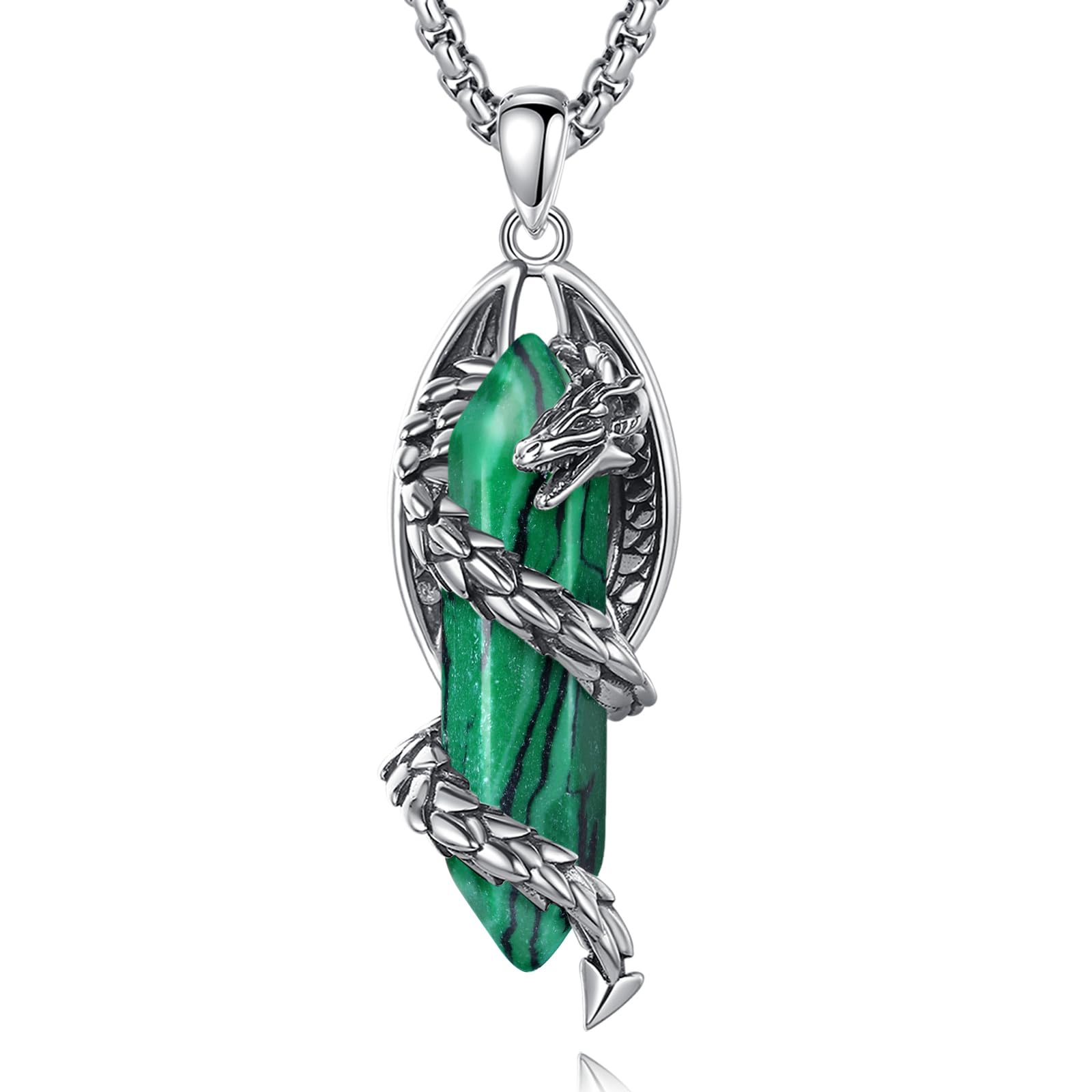 EUDORA Harmony Ball Malachiet Draak Ketting voor Vrouwen Mannen