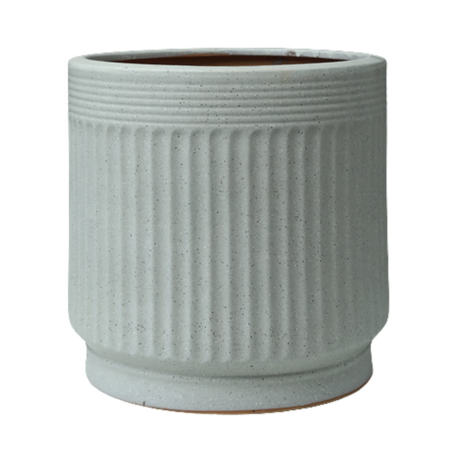 Vasi da Giardino Vasi cilindrici per Piante in Ceramica, fioriere a Strisce Verticali Vasi per Piante per Interni Esterni con Foro di drenaggio e Vassoio in plastica