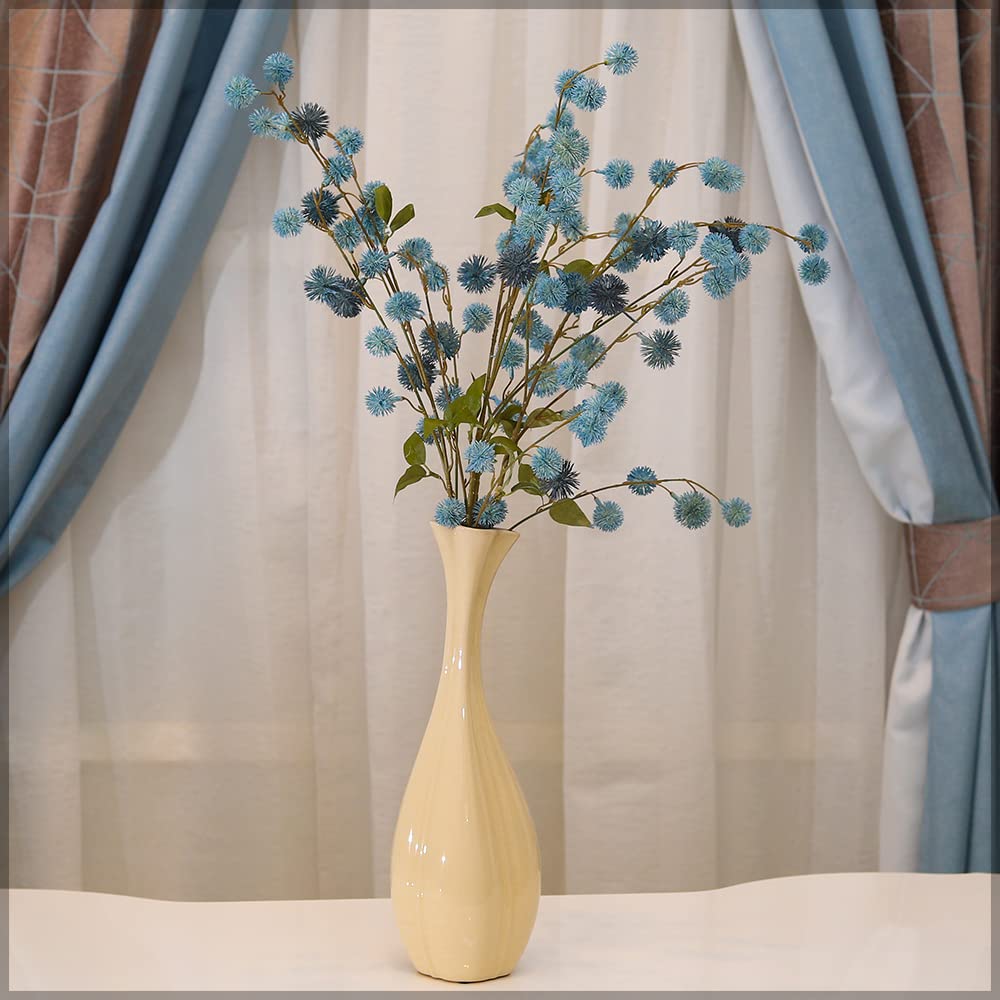 YATAI Pack of 4 pcs Artificial Globe Thistle Flower Ball, Holly Christmas Berries Stems for Christmas Tree Decorations, Crafts, Holiday and Home Decor-Blue