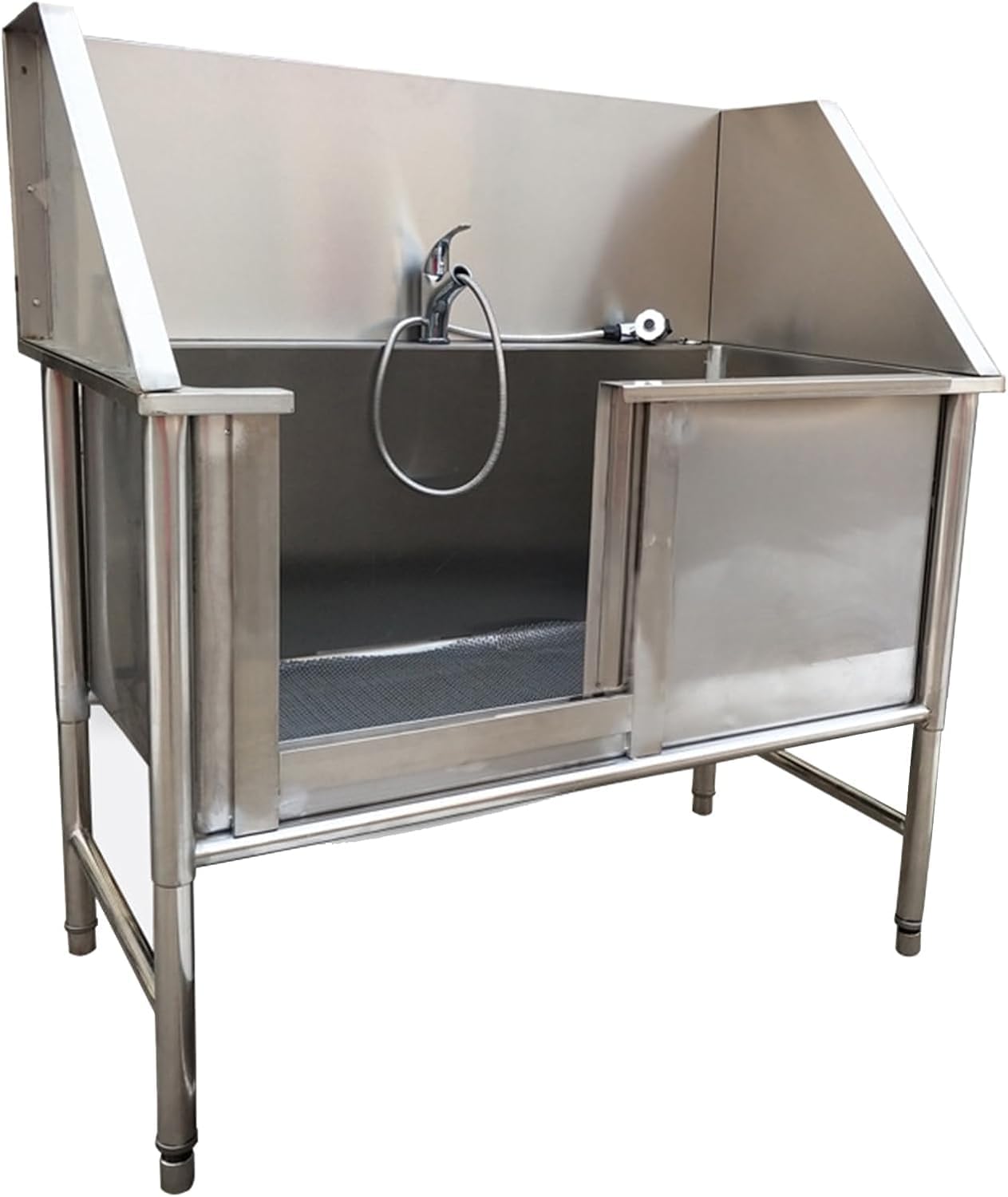 Stainless Steel Professional Pet Dog Grooming Bath Tub,Large Dog Bathtub Dog Bathing Station for Home,Pet Washing Station Sink Shower,Small Dog Washing Station,Sliding Door,120cm/47in