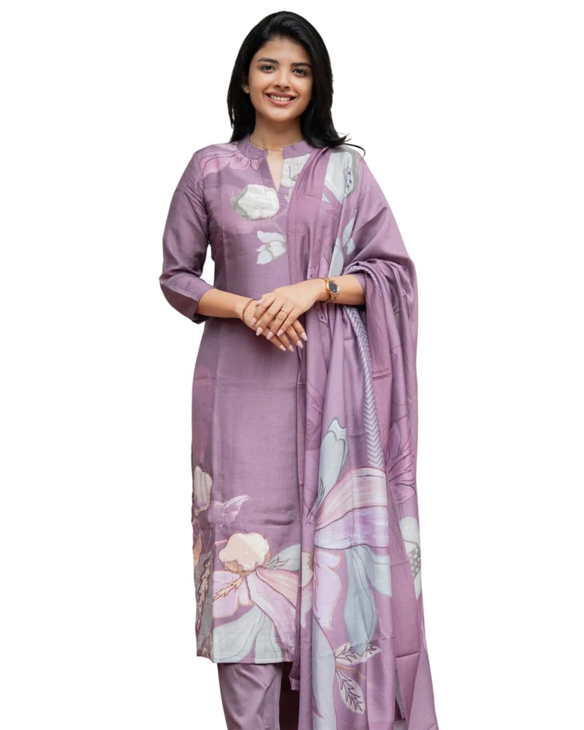 sun fashion and lifestyle Kurta Sets for Woman | Kurti Set | Women's 3 Piece Kurta Pant Dupatta Set | Cotton Blend Kurta Woman | Elegant Suit for Women | Dupatta (KPD63_Purple)-picture-18