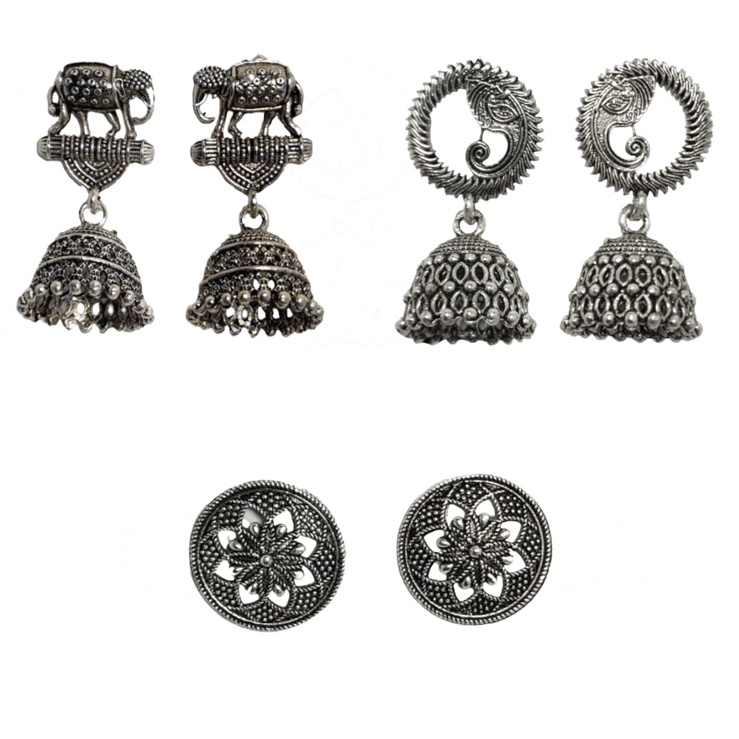 ANADITA Oxidized Silver color Earrings with Intricate Filigree Work, Set of 3 Pairs (B0DCWZ1BVN) Amazon Price History, Amazon Price Tracker