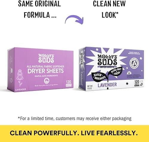 Miniatura 2 de Molly's Suds Hojas de secadora suavizantes de tela para pieles sensibles, reductor estático a base de plantas, embalaje sin plástico, paquete de 2,