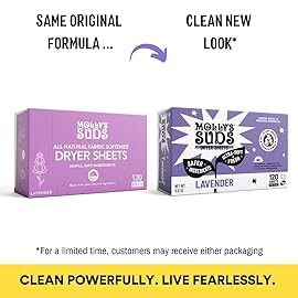 Molly\'s Suds Fabric Softener Dryer Sheets for Sensitive Skin | Plant-Based Static Reducer, Plastic-Free Packaging | Bundle of 2, Lavender (240 Sheets Total)