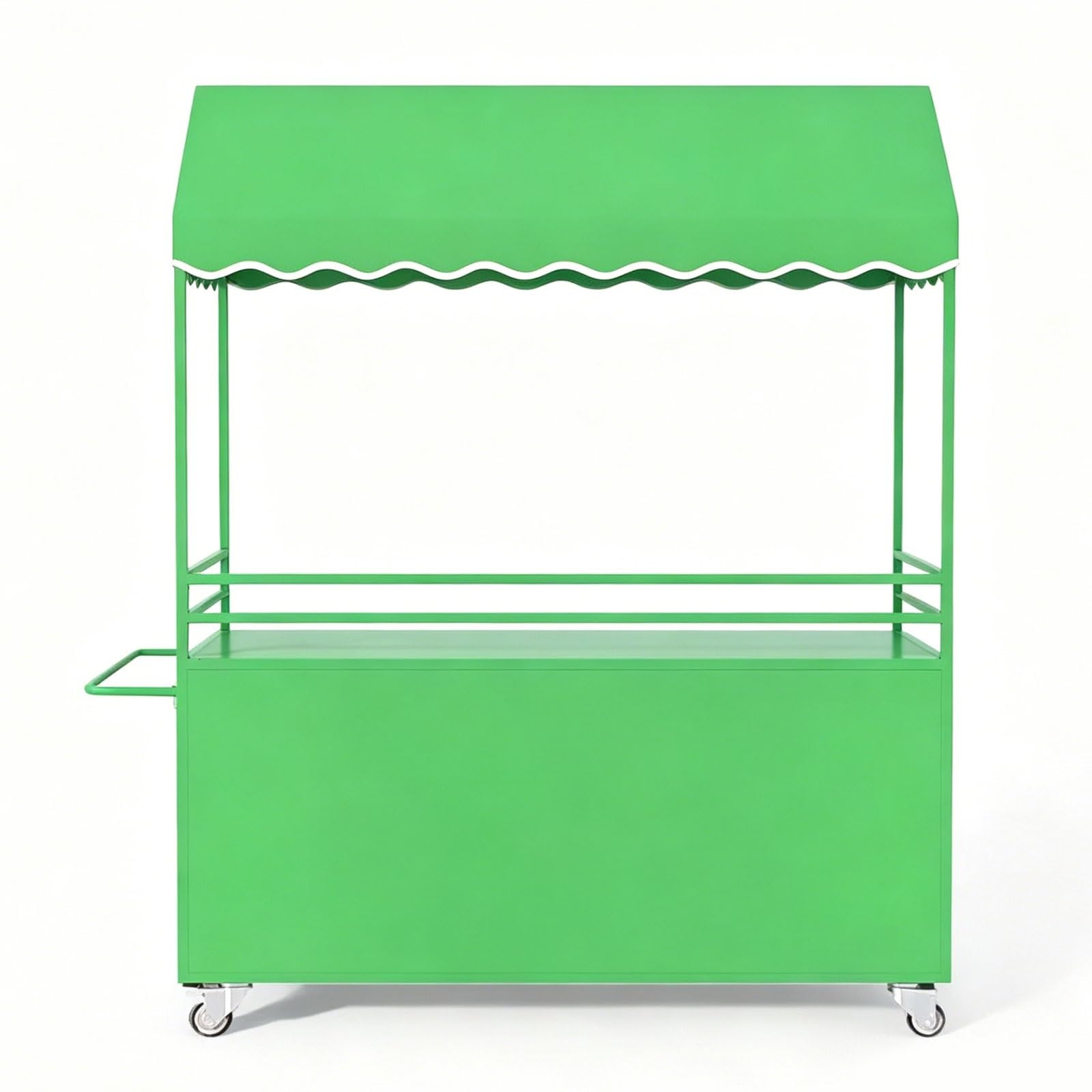 Portable Street Vendor Cart with Canopy, Farmers Market Stand, Vendor Cart for Market Display, Farm Stand with Storage(Green,140cm/55in)