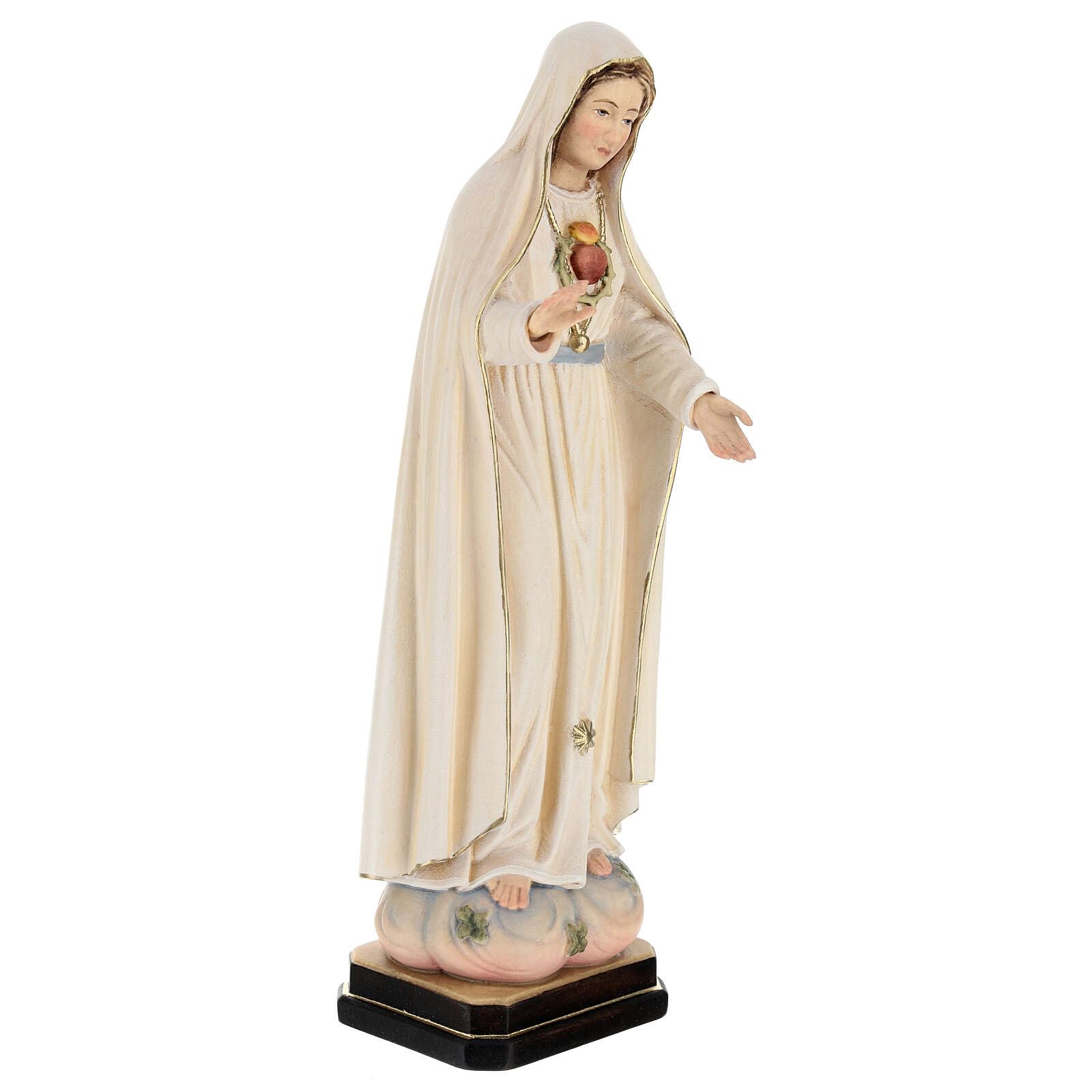 Holyart Statues en Bois Peint: Statue Coeur Immaculé Vierge Marie Peinte Bois Val Gardena, 12 cm (4.73 inc.)