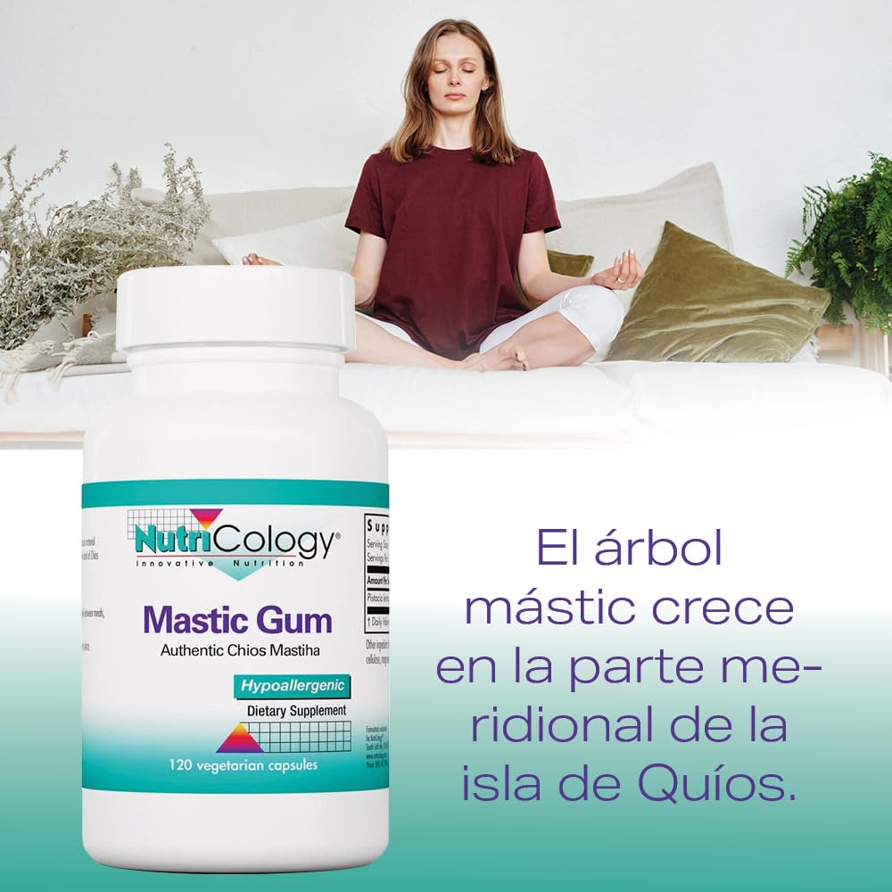 Nutricology, Mastic Gum (Mastix), 500mg, 120 Cápsulas veganas, Probado en Laboratorio, Vegetariano, Sin Gluten, Sin Soja, No GMO