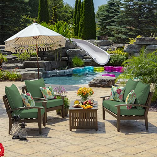 Image of Arden Outdoor Deep Seat Cushion Set (4-Pack), 24 in x 24 in, Weather-Proof, Rain-Proof, Fade Resistant Patio Cushion for Chair, Sofa, and Couch Bright Moss Green Leala