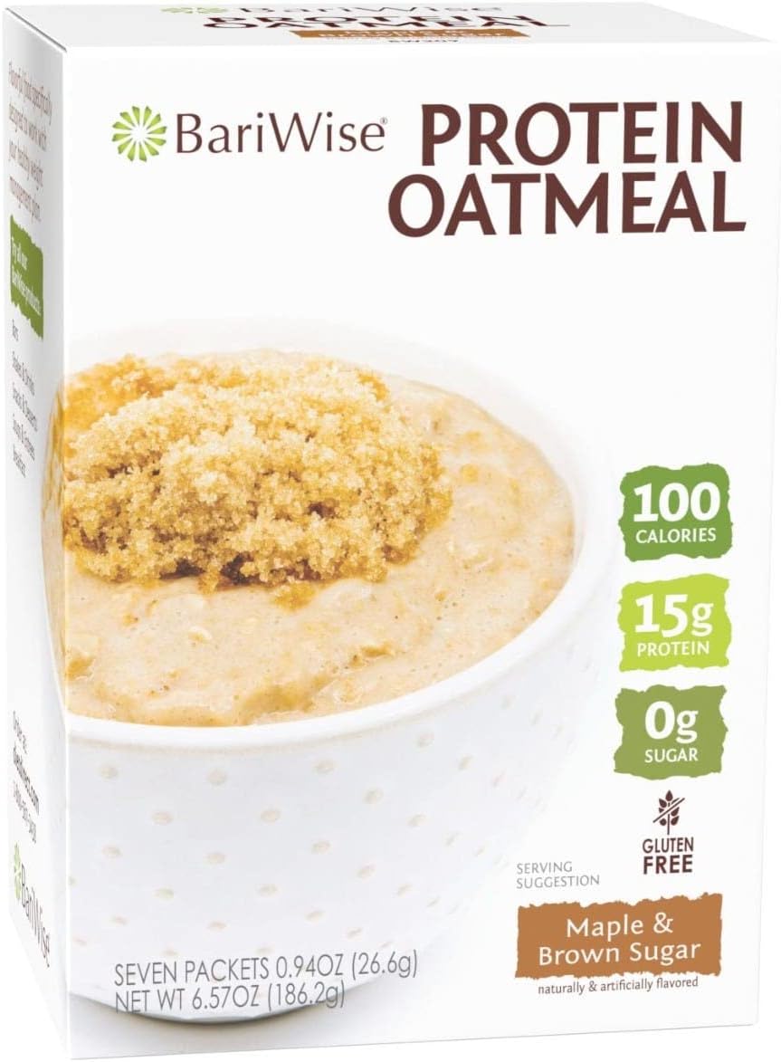 BariWise Protein Oatmeal, Maple & Brown Sugar (7ct) 3 Box Value Pack (Save 10%) - 6g Net Carbs, 1g Fat