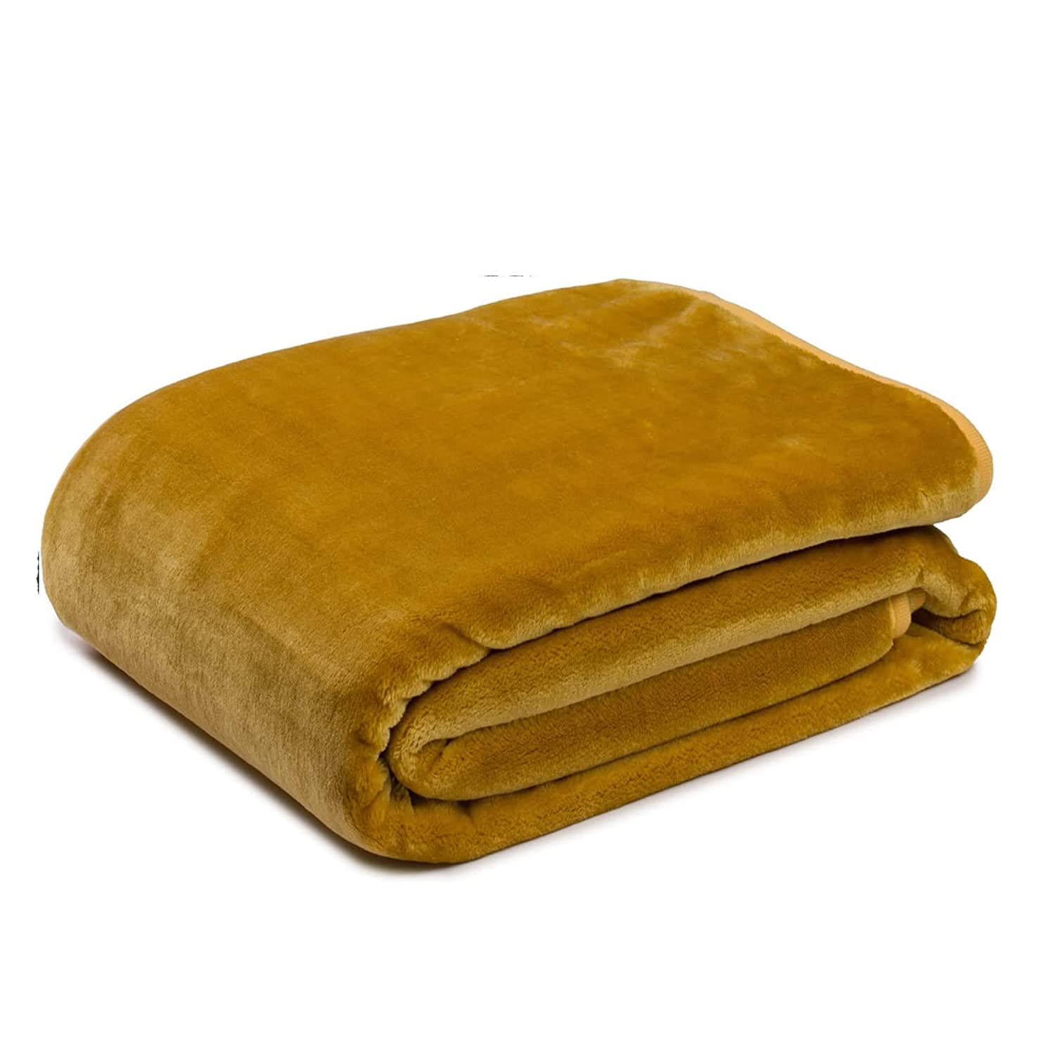 Gözze - Premium Cashmere-Feeling Wohn- und Kuscheldecke, 500 g/m², 220 x 240 cm - Senf