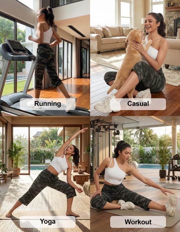 SPECIALMAGIC Women Capri Pants Cotton Yoga Wide Leg Pajama Pants Capris Sweatpants Sports - Image 5