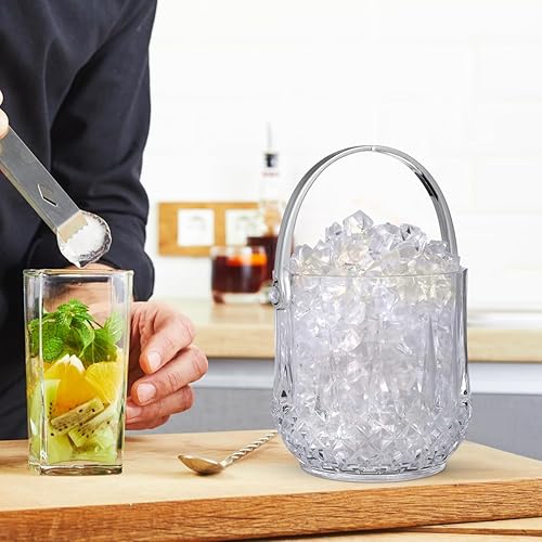Miniatura 7 de Cabilock Cubo de hielo con asa y clip, cubo de hielo portátil de cristal de plástico para fiestas, cócteles, bares, hogar, bar de vinos, accesorios