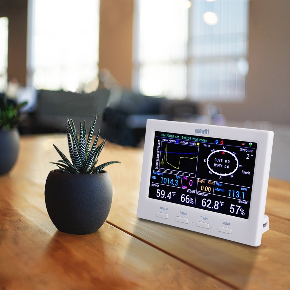 ECOWITT HP3501 TFT WiFi Weather Station with Solar Powered Wireless