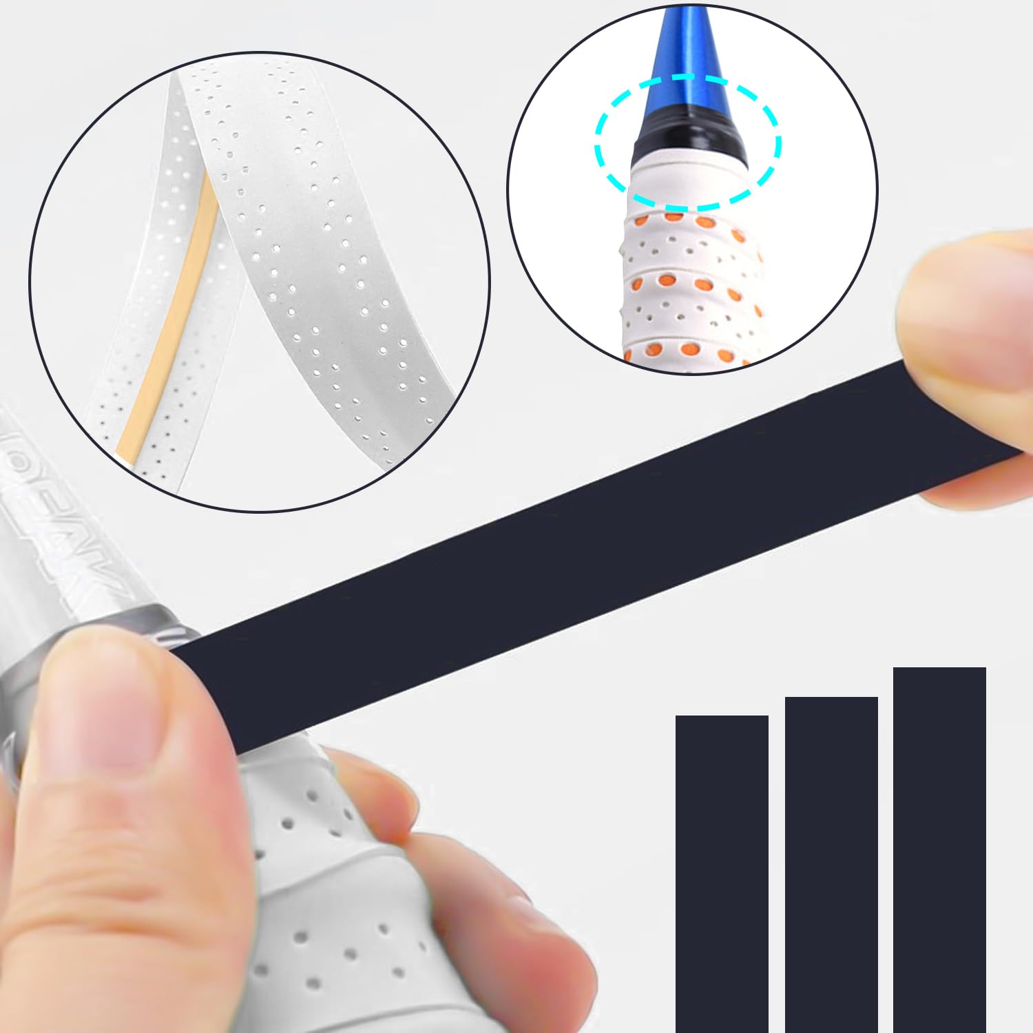 Lot De 4 Grips De Tennis Prmape – Antidérapant, Motif Diamant, Trous D'aération, EVA épais – Pour Badminton, Squash, Pêche