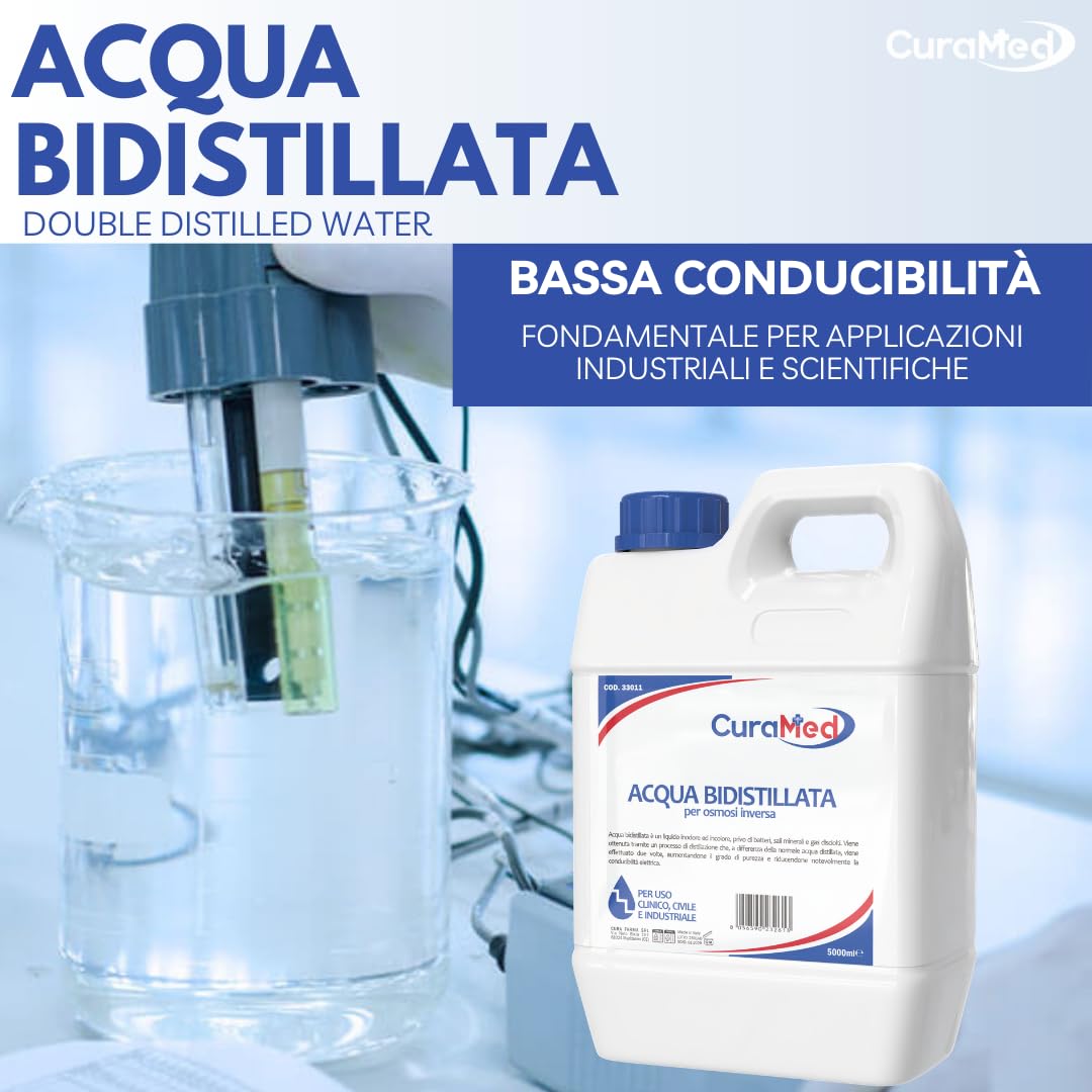 Cura Farma Acqua Bidistillata – Tappo A Vite con Sigillo di Sicurezza – 5lt – Originale