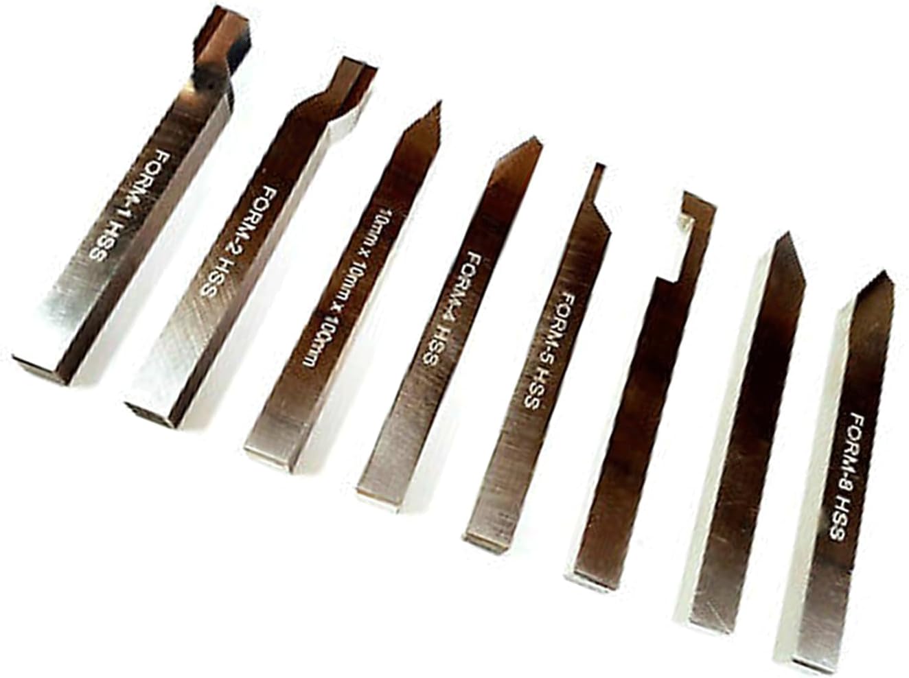 HSS LATHE FORM TOOL 8 PIECE SET-HARD & GROUND-TURNING, THREADING, PARTING MACHINE TOOLS M2 GRADE (SQ. SHANK 12 X 12 X 100 MM)