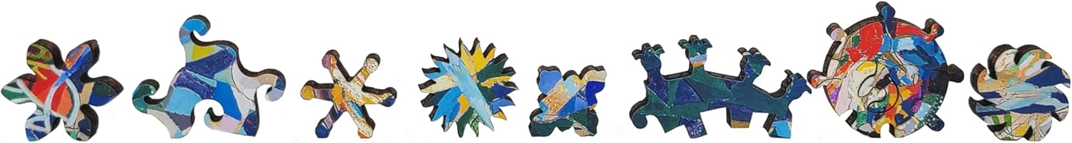 Wooden Puzzle for Adults - Uniquely Shaped Pieces - Made in The USA by FoxSmartBox - 195 Pieces - Battle of Lights