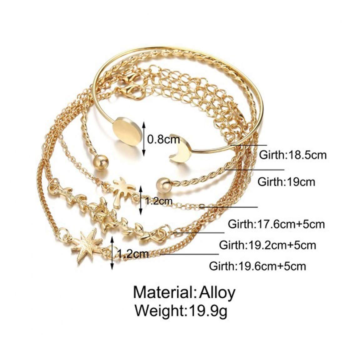 5 Plated Boho Bracelets Set