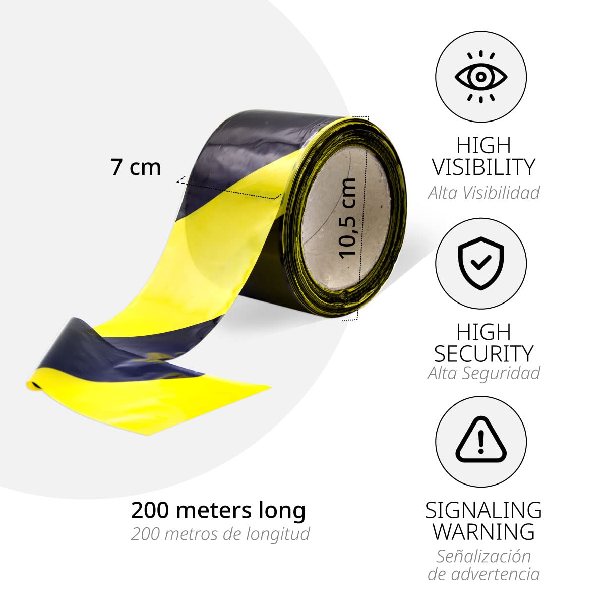 Nastro di segnalazione per delimitare zone, nastro segnaletico, sicurezza e avvertimento, nastro per segnaletica da 200 m - Ofituria (6 nastri, giallo/nero)