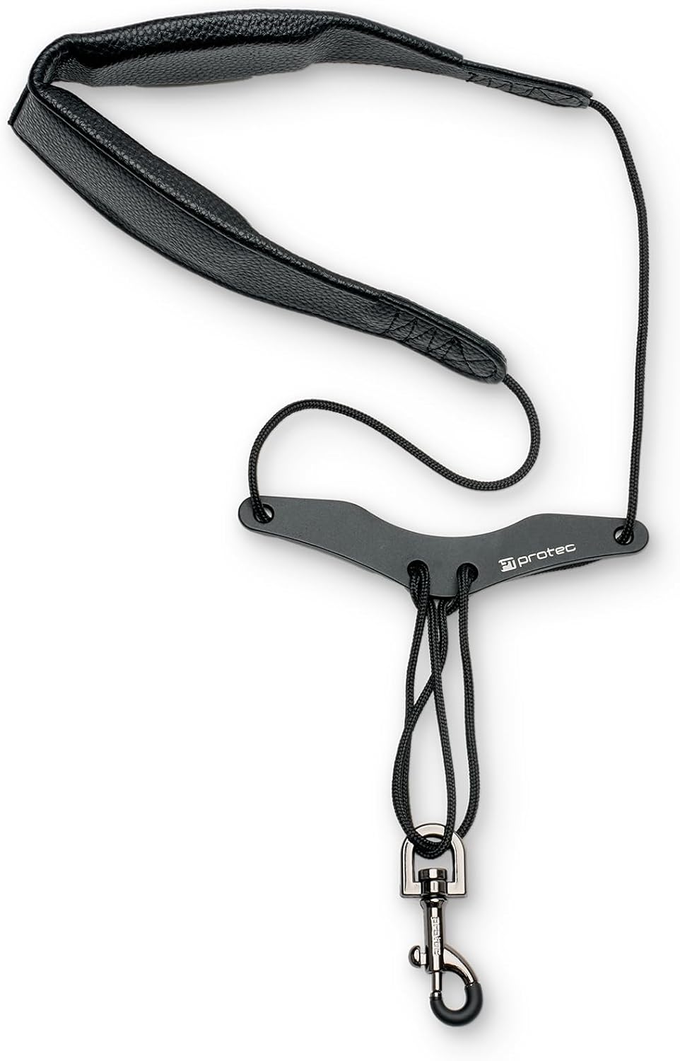 Protec Neck Strap for Saxophone 24" Less Stress Leatherette with Adjustable Comfort Bar and Metal Swivel Snap, Black, Model VC305M