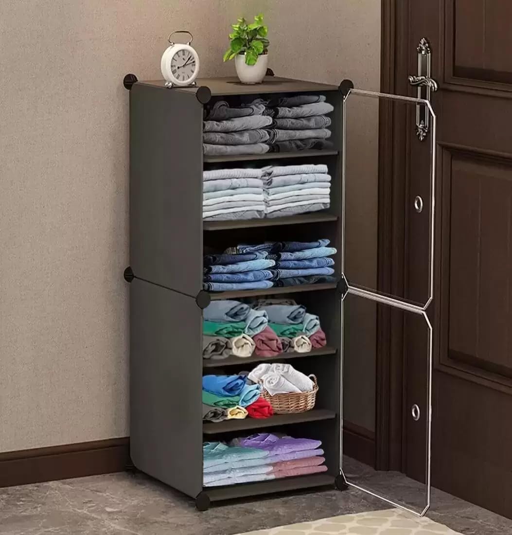 PESOMA Cupboard Organizer for Clothes - Wardrobe Organizer for Clothes, Collapsible Wardrobe, Plastic Wardrobe for Clothes Storage, Almirah for Clothes for Home, Office, Bedroom(10-Shelf,Grey) (B0DBHYDTKC) Amazon Price History, Amazon Price Tracker
