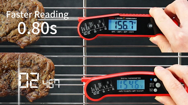 Image of Atogou Professional Meat Thermometer Digital for Cooking Food, <1 Sec Instant Read & ±0.5℉ Accuracy, IP67 Waterproof, Thermocouple Sensor Probe, for Kithchen, BBQ, Grill, for Men Him Dad Birthday, Red