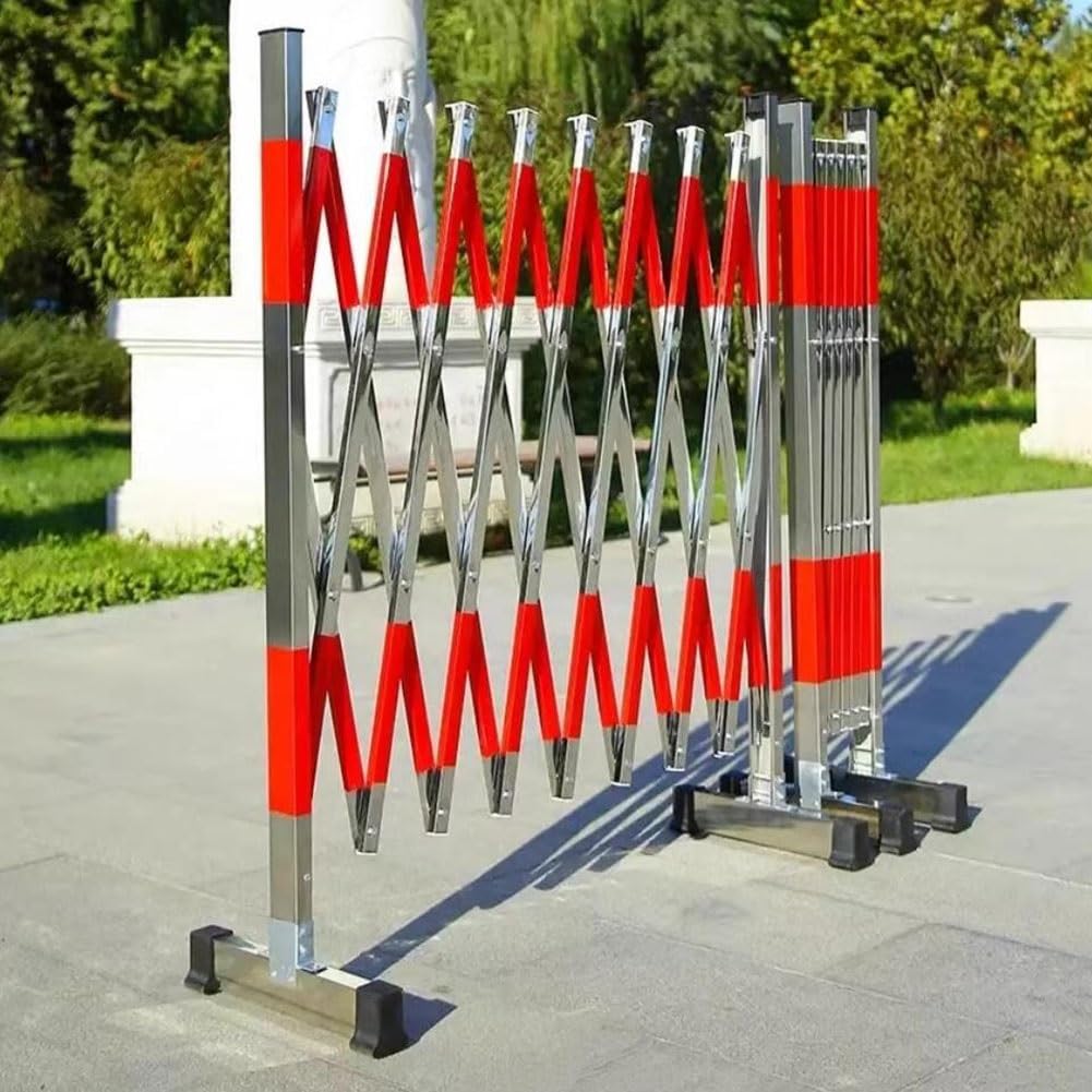 Barrière de sécurité, barrière extensible en acier inoxydable - Barrière de circulation portable, portail de sécurité pliable pour travaux routiers, signalisation et isolement, barrière argentée mob