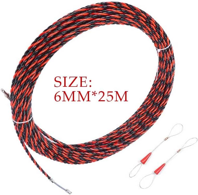 Fish Tape 5-50M Dia.6mm Nylon Electric Cable Push Pullers Tape Wire Cable Puller Fiberglass Electric Cable Wire Puller Electrical Tool(25M)