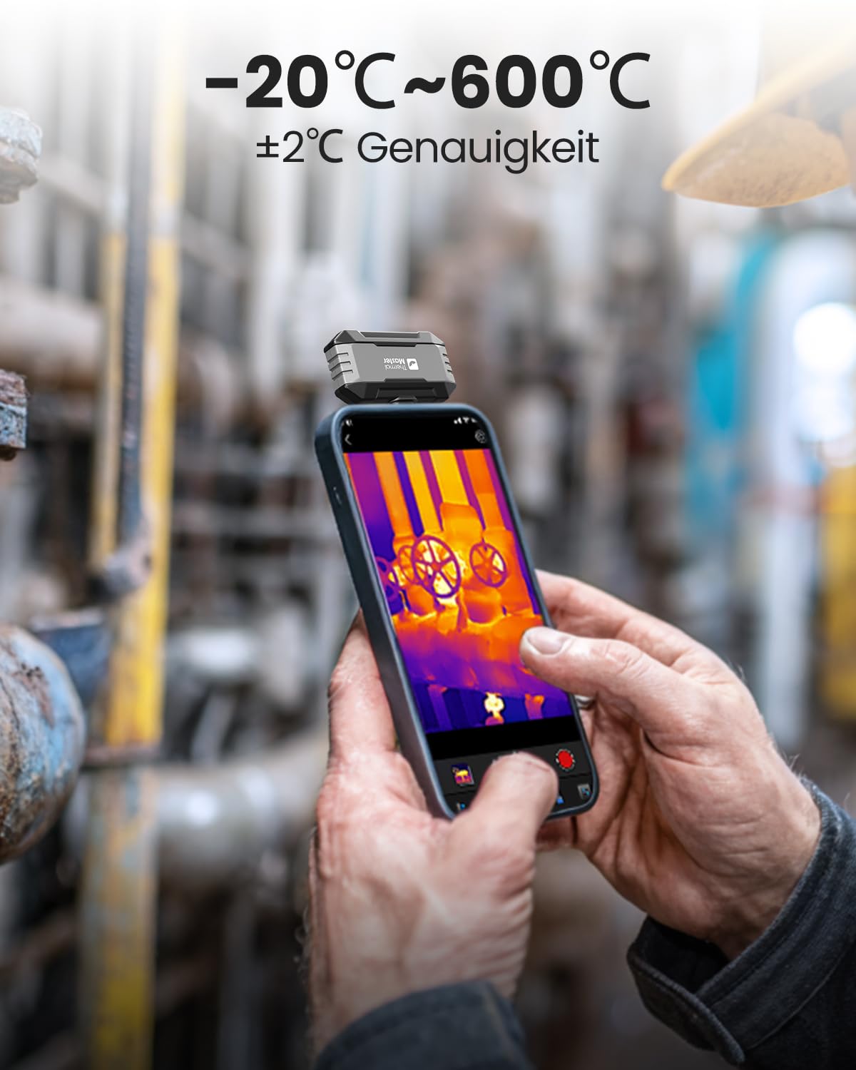 Thermal Master P1 Wärmebildkamera für iPhone 15/16 und Android Infrarotkamera mit Super IR Auflösung 320x240, Wärmebildkameras ±2℃ Genauigkeit Haus-Inspektion 15x Zoom, Grau