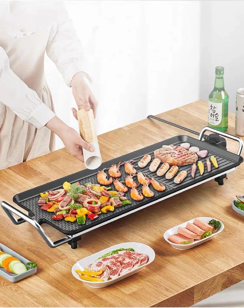 Jolfay Electric Griddle, Portable Smokeless BBQ Barbecue Versatile Griddle Nonstick Teppanyaki Table Top Grill Griddle, Hot Plate 1350 W/Separate for Home Dinner Indoor outdoor Useful Parties Cooking