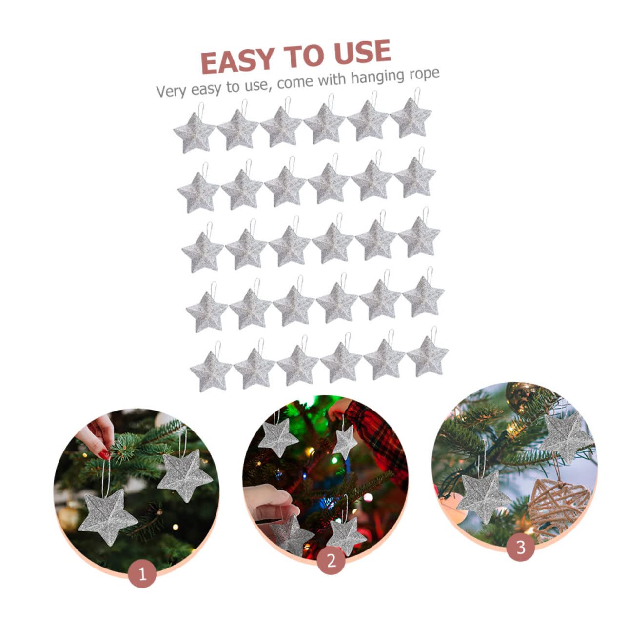 Cabilock 120 Pz Albero di Natale pentagramma stelle di natale stelle ornamenti da appendere all'albero di ciondoli stella di forniture per feste ciondoli per