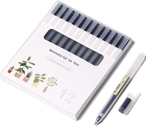 Bolígrafos de gel minimalistas de estilo japonés de 0.020 in, punta fina, paquete de 12 bolígrafos de tinta negra para oficina, escuela, papelería