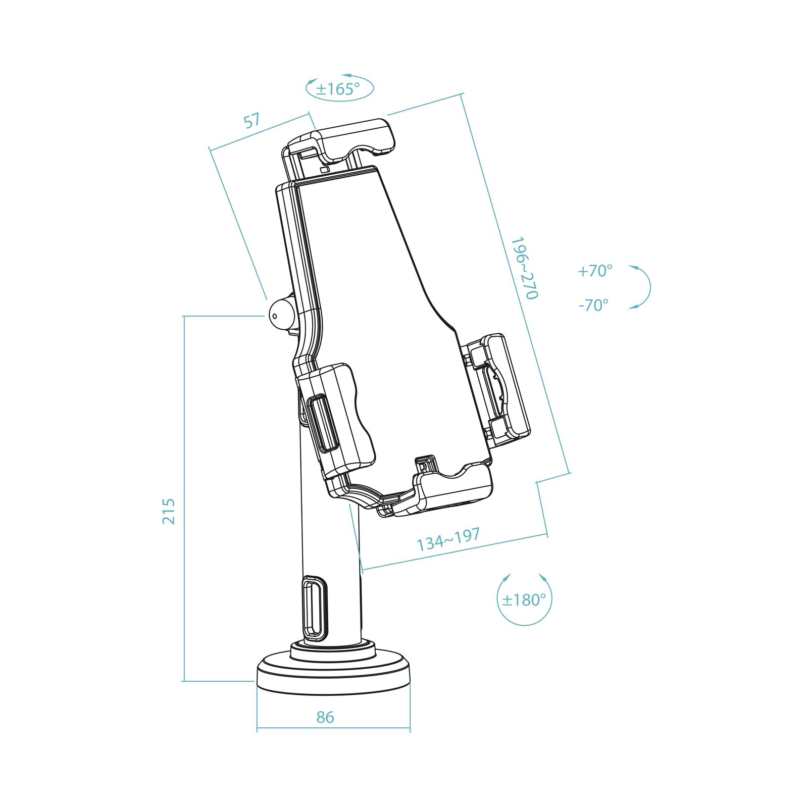 TOOQ TQTDS0812 - Soporte de Mesa/Pared Profesional para Tablet con Antirrobo, Negro